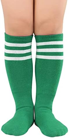 Century Star Green Socks Kids Toddler Soccer Socks Girls Knee High Socks Christmas Socks Tube Socks Long Socks 1 Pair Green White New One Size