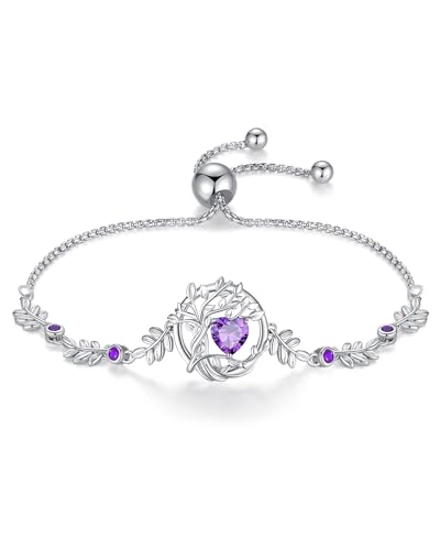 Fancime 2003609 Tree Of Life Bracelet For Women Sterling Silver Tree Jewelry Amethyst Bracelet February Birthstone Purple Gemstone Anniversary Birthday Christmas Gifts cover