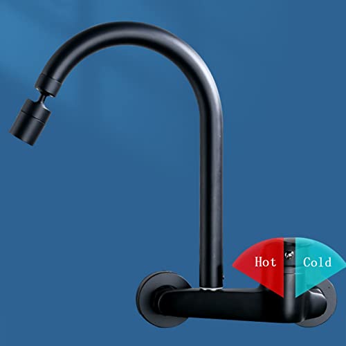 Robinet d'évier de cuisine eau chaude et froide mitigeur mural noir
