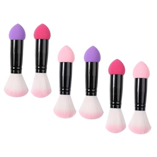 HAPINARY 6pcs Dual Sided Makeup Brush Set Blush Brush Applicator Time-saving Face Brush for Blush Foundation and Loose