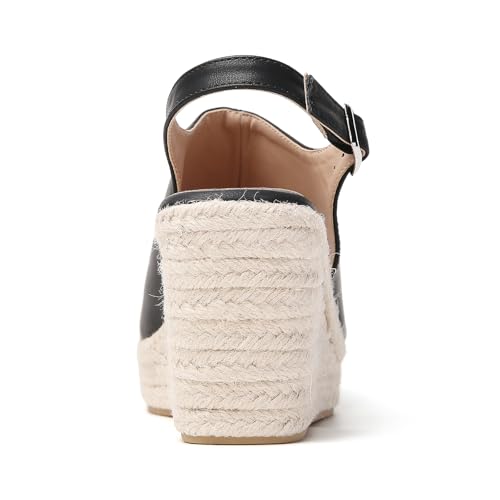 Image of Tilocow Espadrilles Wedges for Women Open Toe Ankle Strap Platform Dressy Casual Sandals Travel Slides