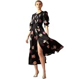 Cynthia Rowley Moonlit Fleur Voile Dress (US, Alpha, X-Small, Regular, Regular, BLKFL) Black
