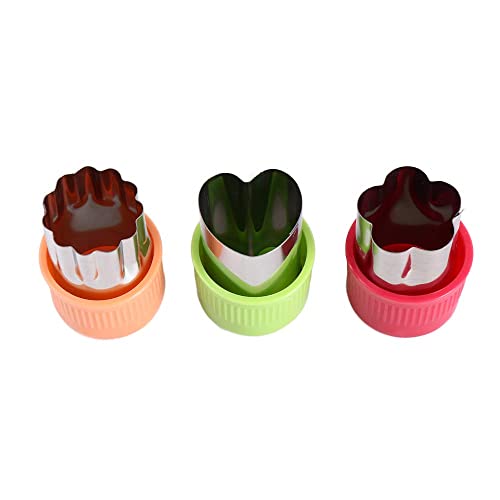 Juego de 3 moldes cortadores de verduras, sellos de galletas de acero inoxidable, cortadores de galletas con forma de corazón de estrella de dibujos animados, sellos de galletas de frutas (C)
