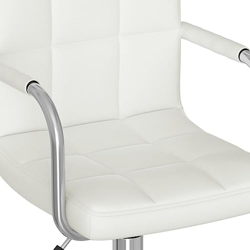Chaise de bureau pivotante en cuir synthétique blanc ergonomique - 7