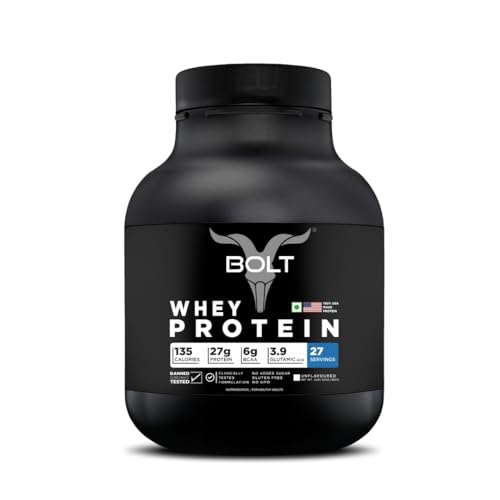 Image of Bolt 100% Whey Protein Powder| 25g Protein Per Scoop, 6G BCAA |Unflavoured | 27 Servings | 2lb,907G| Muscle Recovery | Lean Muscle Support | Low Carb | Fast Absorption |Gluten-Free | Easy to Digest