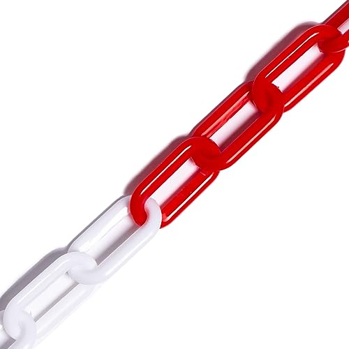 Image of 5m/25m Plastic Chain Barrier – 6mm/8mm Thickness | 8X Vibrant Colours (8mm, 25m, White & Red)