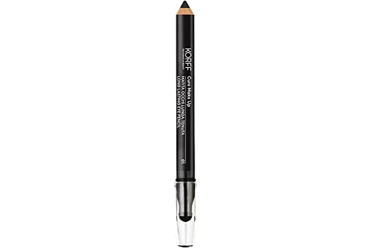 Korff Matita Occhi Lunga Tenuta Morbida con Sfumino per Infinite Sfumature, Formula con Acido Ialuronico e Vitamine E, Sguardo Enfatizzato, Finish Extra Black, Nero