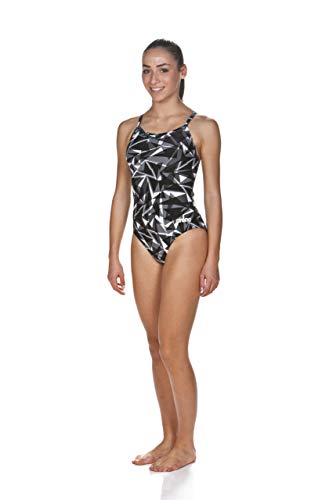Arena Shattered Glass Light Drop Back MaxLife One Piece Swimsuit, Black, 28