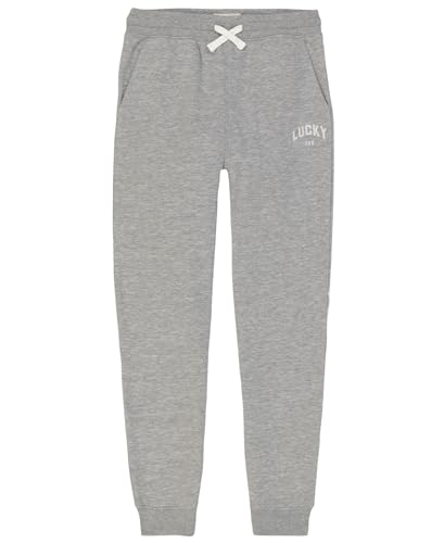 Lucky Brand Boys' Pull-On Fleece Jogger Sweatpant, Drawstring Closure, Vintage Grey Heather
