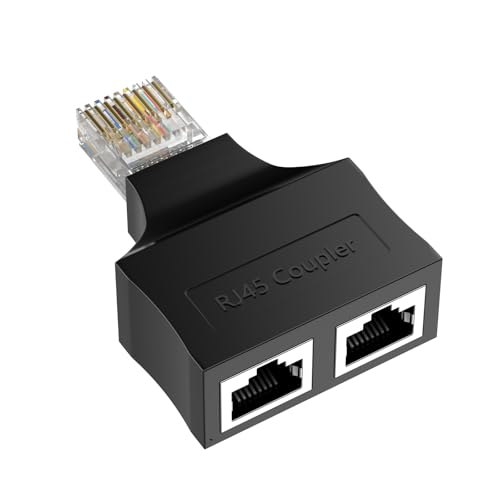 RJ45 Ethernet Splitter,Ethernet Netork Adapter 1 Male to 2 x Female Super Cat6 LAN Network Adapter Cable Splitter Adopter Suitable Super Cat5,Cat5e,Cat6,Cat7,Cat 8 Socket Connector