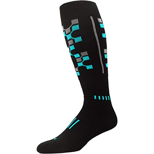 Black with Cyan and Gray Matrix Premium Cushioned Fitness Sock2