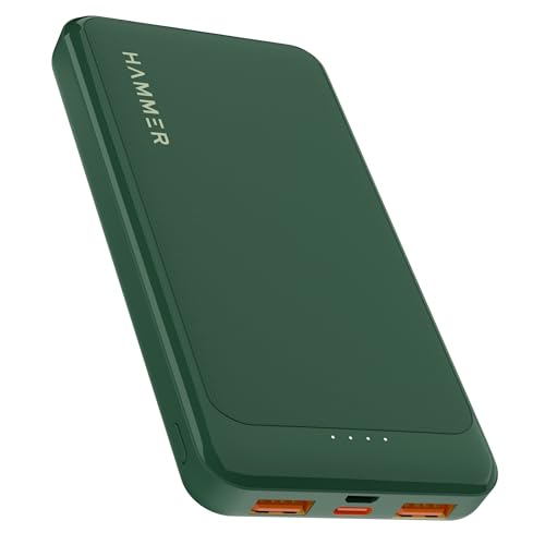 Hammer Ultra Charge 10000mAh 22.5W Power Bank 20W PD Fast Charging, 3 Output, 2 Input Ports Type-C/PD, Micro USB and Multiple Layers of Protection (Green)