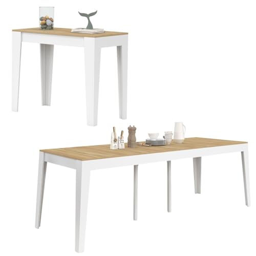 IDMarket - Table Console Extensible Michel 10 Personnes 235 cm Bois Blanc et façon hêtre
