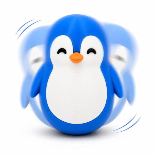 Image of Roly Poly Penguin Wobbler | Cute Self-Righting Penguin Desk Toy | Stress Relief Fidget Toy | Mini Penguin Collectible | Office Desk Decor & Gift (Mystic Blue, 1 pc)