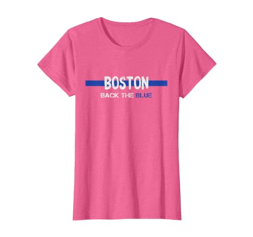 Boston Support Law Enforcement Police Officer T-Shirt T-Shirt, Women, Pink Heather, X-Large