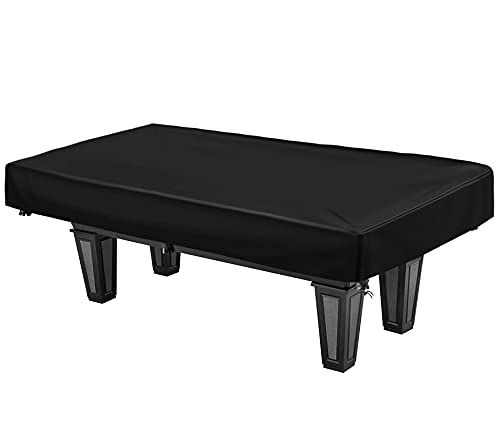 WOMACO 7 8 9 ft Billiard Table Covers Heavy Duty Waterproof 7/8/9 Foot Fitted Pool Table Cover Polyester Fabric for Snooker Billiard Table (Black, 7 Foot)