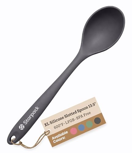 Starpack 'Winning Serve' XL Premium Silicone Serving Spoon (13.5") - Large Silicone Spoon for Cooking High Heat Resistant to 600°F - LFGB Grade Nonstick Mixing Spoons - Large Rubber Serving Spoons