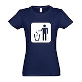 Kiwistar - T-Shirt tailliert - Damen - Navy - Mülleimer Entsorgung Piktogramme - mit Motiv Bedruckt - Funshirt Design - Sport - Freizeit - Damen - M