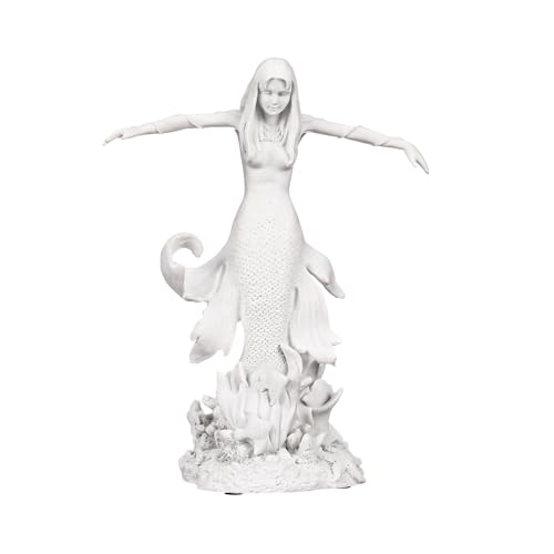 Design Toscano Oceans Queen Mermaid Figurine Statue, 9 Inch, Bonded Marble Polyresin, White -  PD1758