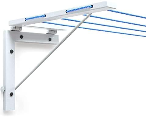 Scale Collapsible Folding Balcony Space Saving Wall Mount Cloth Drying Rack(Alloy Steel, Ivory)