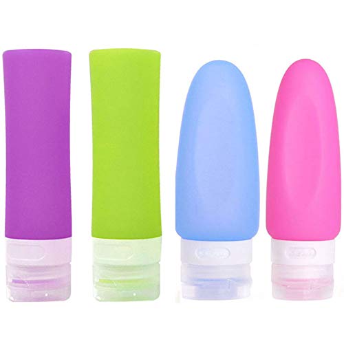 Preisvergleich Produktbild Silikon Reise Flaschen Set Auslaufsicherer Silikonreisebehälter für Shampoo Conditioner Lotion Körperpflege 80ml und 89ml,4 stück