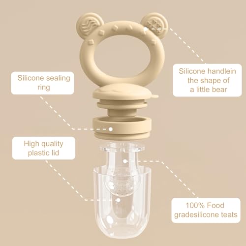 Image of Baby Breastmilk Popsicle Molds & Baby Fruit Feeder, Infant Food Freezer Tray Storage Containers, Silicone Teething Pacifier Feeder and Teether for Babies,Boys and Girls-Beige