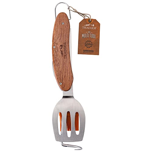 Traeger Grills BAC461 BBQ Multi Tool Grill Accessory with Spatula, Pig Tail, Basting Brush, and Cork Screw