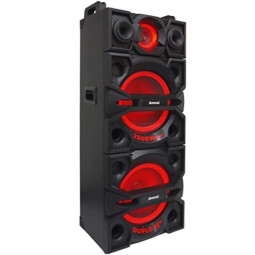 Alto-Falante Bluetooth LED Amvox ACA 2500 Terremoto 2500W Com 03 Microfones