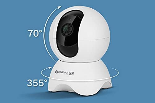 Kruger&Matz Connect C10 camera showing 355 degree horizontal rotation and 70 degree vertical tilt