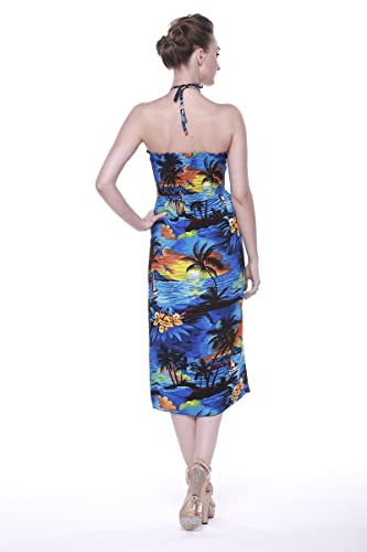 Image of Hawaii Hangover Family Matching Hawaiian Clothes, Sunset Blue | Family matching Hawaiian outfits, Sunset Blue, lightweight rayon, machine washable, tropical print, luaus, cruises