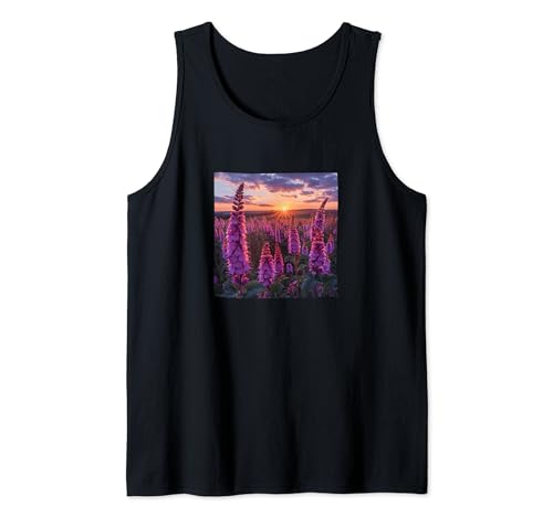 Anise Hyssop Flower Field Beautiful Sunset Graphic Tank Top
