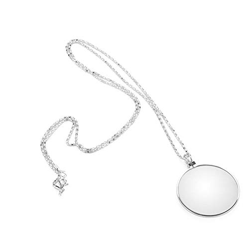 Loupe Suspendue, Lentille Monocle Portable 5X avec Collier Suspendu pour La Lecture De Bricolage, Travaux Passe-Temps, Monocle Lens Loupe de Optique, 2 Couleurs Lens en Verre Bricolage (Argent) Cover