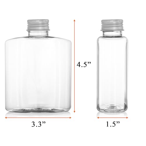 Elsjoy 24 Pack 8.5 oz Plastic Juice Bottles with Lids, Reusable Empty Flask Bottle Small Clear Beverage Container, Bulk Drink Bottles for Business, Leak Proof
