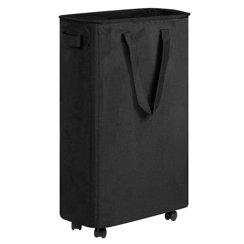 efluky Slim Laundry Hamper with Wheels, Rolling Laundry Basket for Clothes, Small Laundry Basket for Bedroom, Dorm and Laundry Room, 60L (12.7 Gallons) Black
