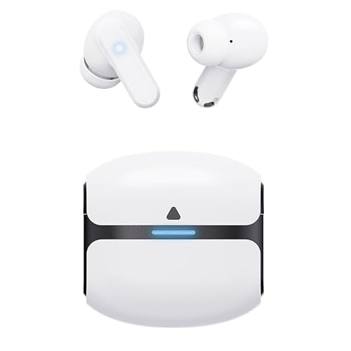Langsdom True Wireless Noise Cancelling Earbuds Compatible with Apple & Android, Built-in Microphone. White