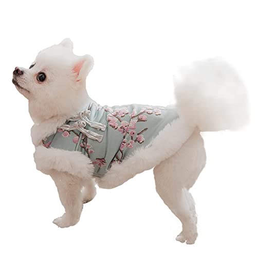 Hotumn Dog Clothes Traditional Chinese Style Dog Costume Plum Blossom Pattern Dog Dress Winter Coat For Small Medium Dogs Cats #TOP13