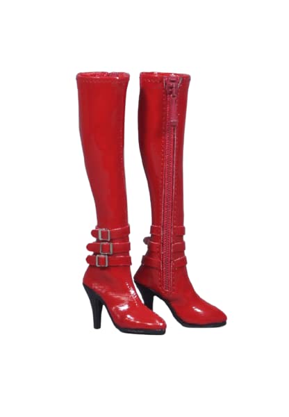 Bottes en cuir pour figurine 1/6 rouge haute couture ZY1008C AMITD ZYTOYS pour poupée 30,5 cm
