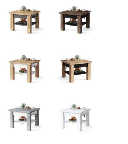 All4All Multifunktionaler Couchtisch Claris - Wohnzimmertisch Kaffeetisch – kompakte Größe - 130x75 cm – Höhenverstellbar – platzsparend – Artisan Eiche + ANTHRAZIT 05 – Bild 7