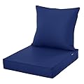 Comcaver Outdoor Chair Cushions 24x24 Inch, Waterproof Fade Resistant Deep Seat and Backrest Cushion Set for Patio Furniture, Navy, 1 Set