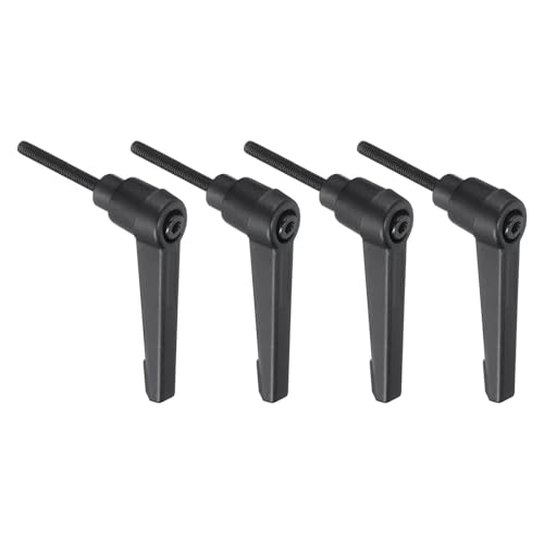 Image of uxcell 4pcs Lever Adjustable Handles M4 x 32mm Metric Male Thread with Nuts Washers, Level Clamping Handle Set Hand Stud Knobs Rotating Screw Handles Bolts with Locking Lever, Black