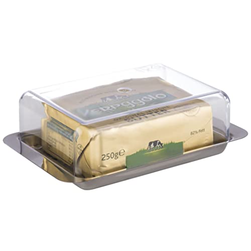 APS Fridge Butter Dish - piatto per il burro in acciaio inossidabile di alta qualità Made in Germany - resistente e antiruggine 16 x 9,5 x 5,5cm, non lavabile in lavastoviglie - immagine 6