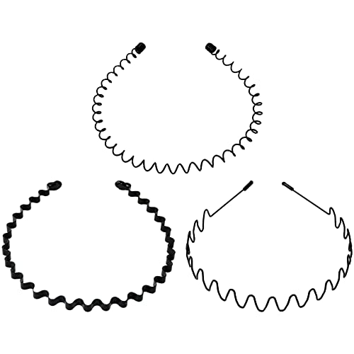 Hanyousheng 3 Piezas Diadema de Metal, Negro Banda Pelo