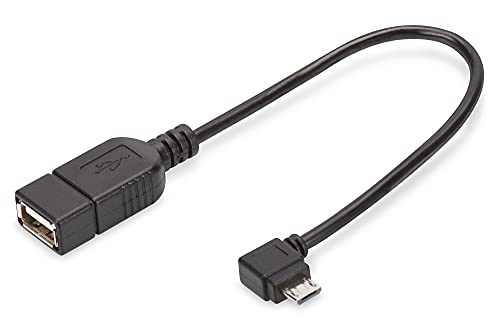 DIGITUS USB 2.0 Adapter-Kabel - 0.15 m - USB Micro B (St) zu USB A (Bu) - 480 Mbit/s - USB-Adapter - Schwarz