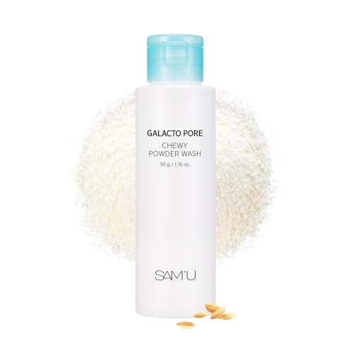 SAM'U Galacto Pore Chewy Powder Wash, Gentle Enzyme Powder Facial Cleanser & Galactomyces Exfoliator for Pores, Korean Skincare for All Skin Types, Face Wash Travel Size, S'more Cleanser 1.76 oz