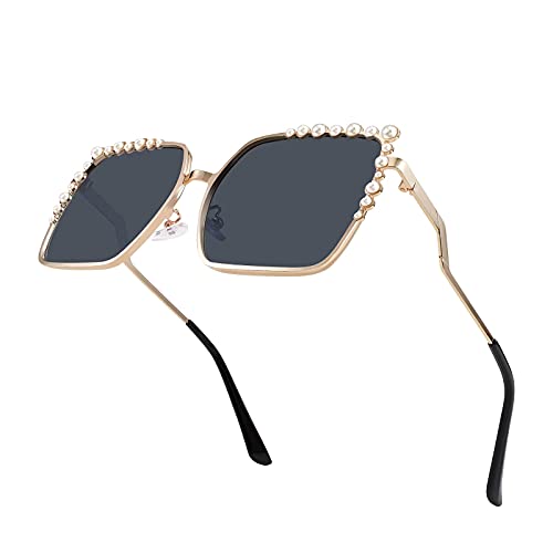 FEISEDY Women Oversized Square Sunglasses Pearl Design Ladies 2021 New Luxury Fashion Big Shades B2747