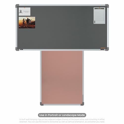 Image of Scholar Art Metis 2x4 Feet Bulletin Notice Board for Study Table & Kids Room | Vibrant & Versatile Crape Cloth + High Density Soft Board for Pinning Photos, Sticky Notes & Reminders (Grey)