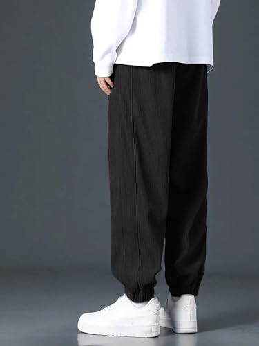Image of GRECIILOOKS Men's Cotton Cargo Track Pants - Loose Fit Joggers for Men | Korean Style Travel & Lounge Wear with Pockets (Available in Plus Size)
