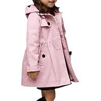 Betusline Little Girls Hoodie Trench Coat,Single Breasted Trench Coat Dress Outerwear,Pink,13-14 Years = Tag 170