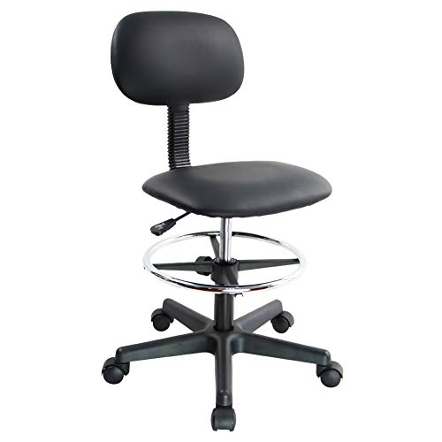 Preisvergleich Produktbild KKTONER Drehstuhl Arbeitshocker Rollhocker mit Lehne höhenverstellbar Drehhocker schwarz