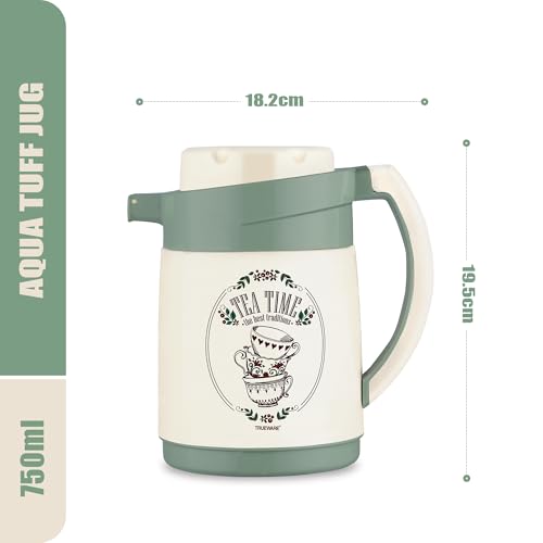 Image of Trueware Aqua Jug Insulated Flask - 750 Ml | Insulated Tea Pot Kettle Inner Steel Outer Plastic | Hot & Cold | Food Grade Plastic | Lightweight BPA-Free | Wide Mouth Design | Ideal for Office, Travel